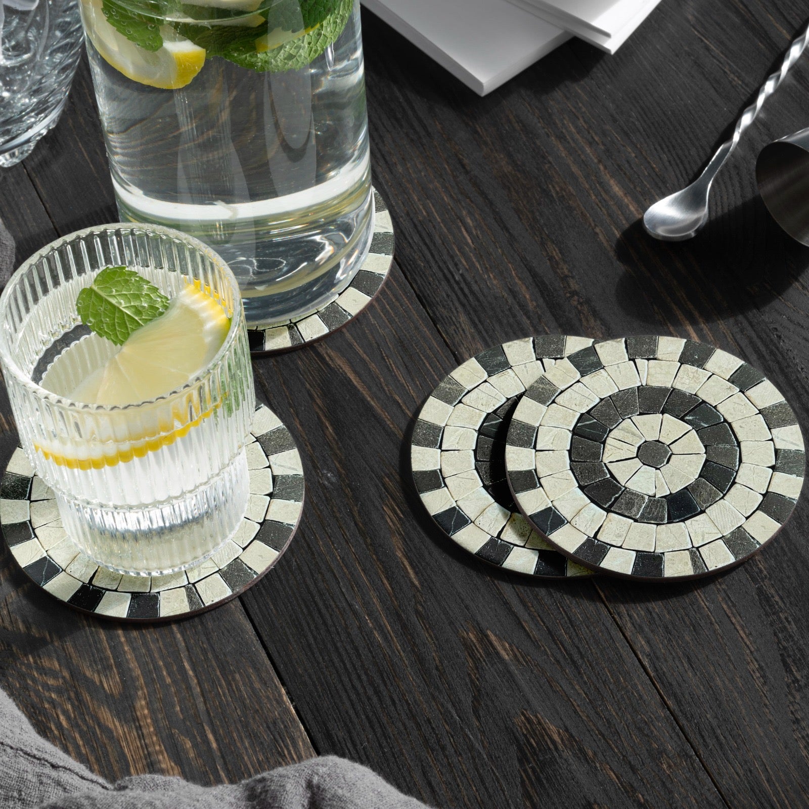 Mocha Creme Handmade Coaster With Subtle Mosaic Patterns
